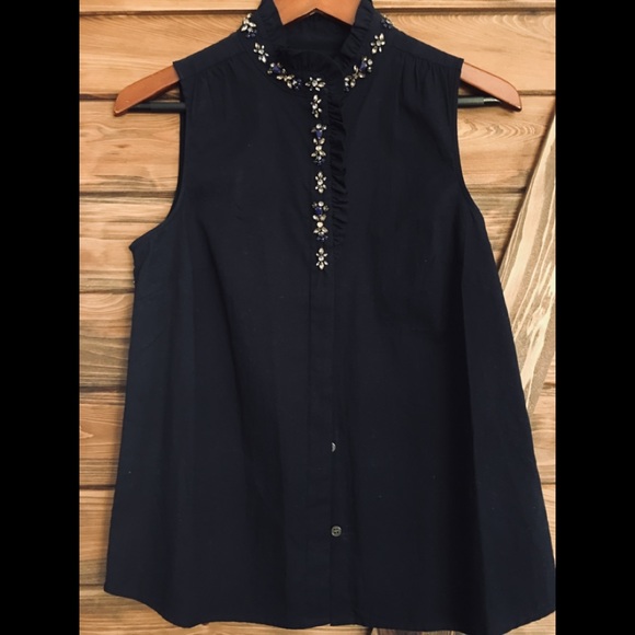 J. Crew Tops - J Crew jeweled trim top
